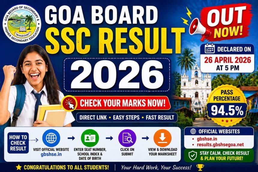 Goa Board SSC Result 2026 OUT – Direct Link, Pass Percentage & How to Download Marksheet